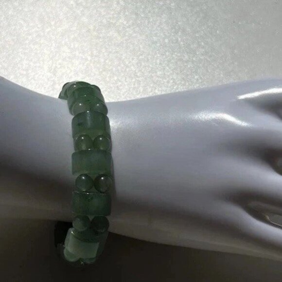 Vintage Green Jade Aventurine Multi Beads Beaded Bracelet Women’s Sz 7 - Picture 2 of 13